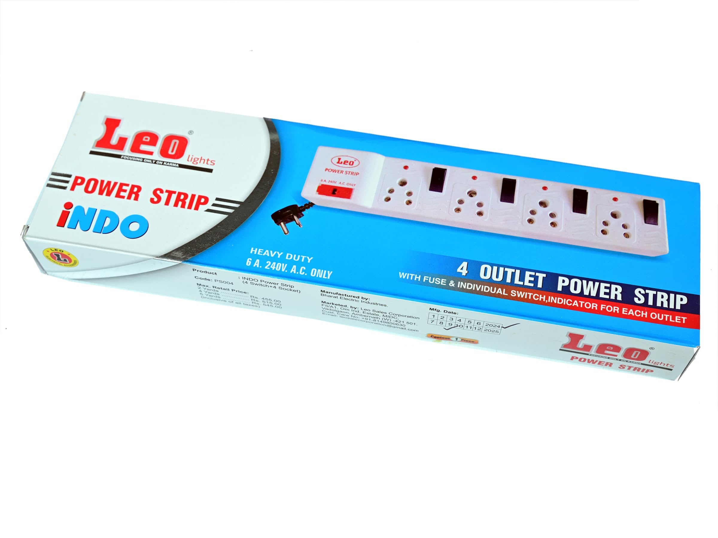 PRAKASH Leo 6 Amp Socket Extension Board with 4.5m Cord